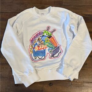 HERMES White Embroidered Sweatshirt 36